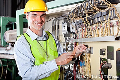 Technician repairing machine