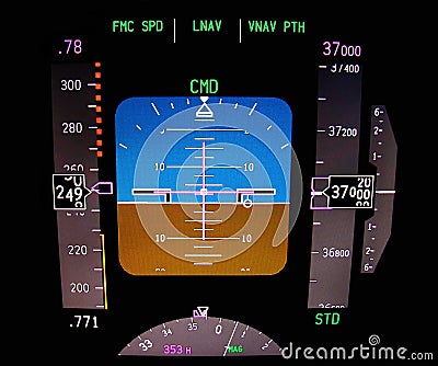 Technology: aircraft flight deck at 37000 ft.