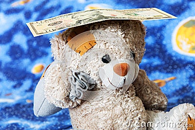 Teddy bear and dollars