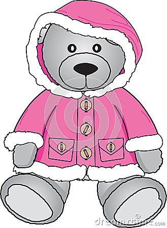 Teddy bear in pink coat