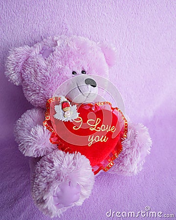 Teddy Bear and red heart I Love You - stock photos