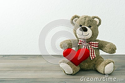 Teddy Bear with red heart. Valentines Day
