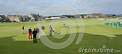 Teeing off at St. Andrews Golf Course, Scotland.