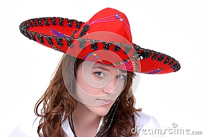 Teen in Colorful Mexican Hat