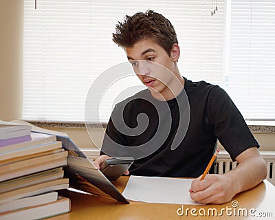 Teen doing his homework