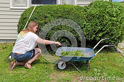 Teenager Helping with Yard Work