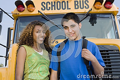 Teenagers By School Bus