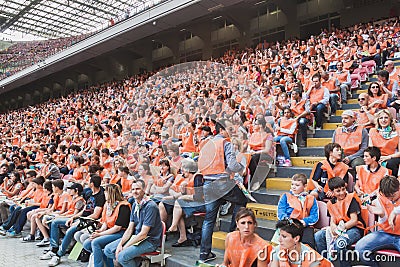 50.000 teenagers take part in a religious ceremony at San Siro stadium in Milan, Italy