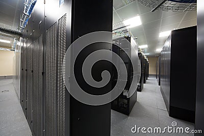 Telecommunication racks in the server room