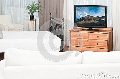 Television set in bedroom