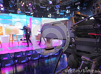 Television studio set and camera