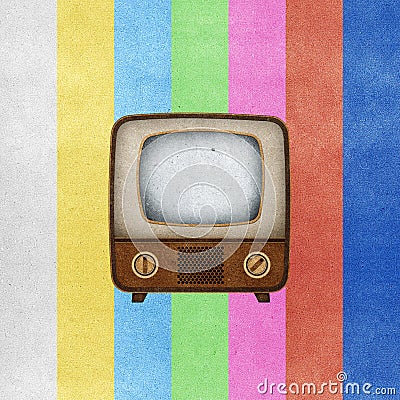 Television ( TV ) icon recycled paper craft.