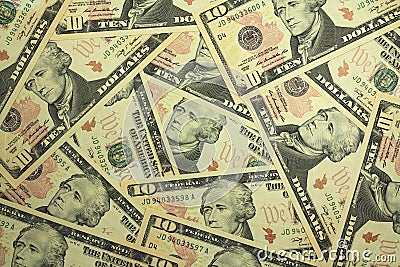 Ten dollar bills background