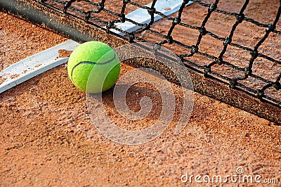 Tennis ball on a tennis court