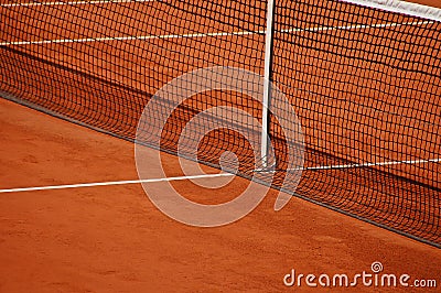 Tennis clay court with net