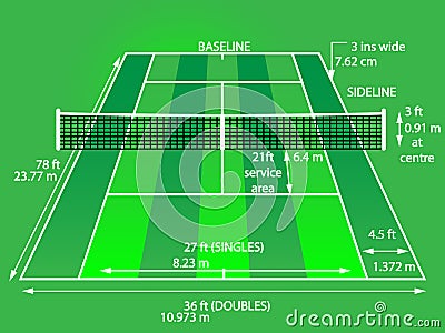 Tennis Court Green Dimensions Grass 37038018 