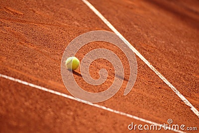 Tennis court with tennis ball