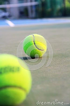 Tennis court with tennis ball