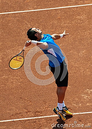 Tennis player in action