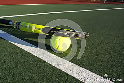 Tennis Racquet on court