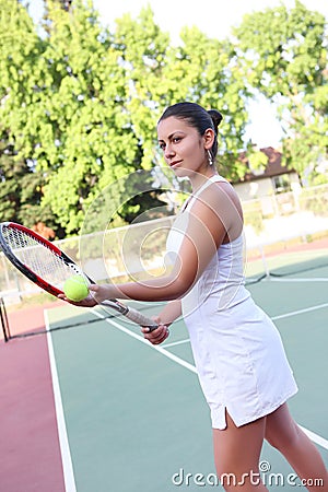 Tennis Woman Ready to Serve