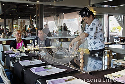 teppan teppanyaki steakhouse chef gas cooking powered japanese americas tenerife safari editorial las cc