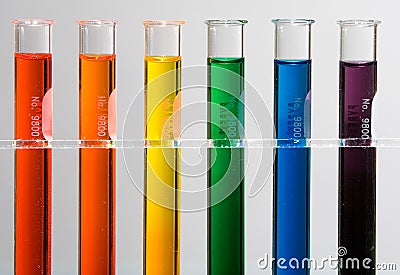 Test tubes with rainbow colors