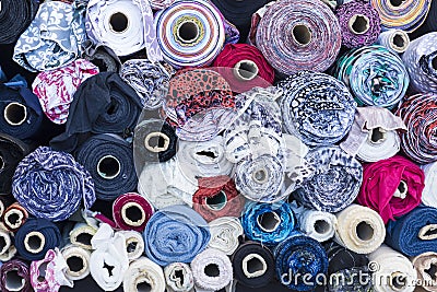 Textile rolls in the Fabric Shop