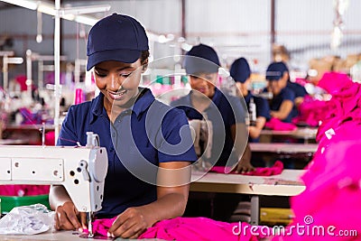 Textile worker sewing