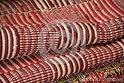 Texture and pattern of colorful woven rugs