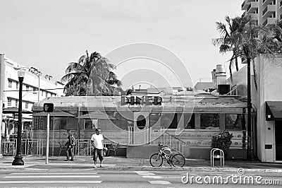 11th street diner, Miami Beach B&W