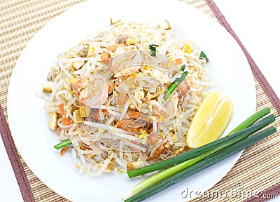 Thai food pad thai fried noodle with shrimp