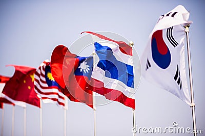 Thai and korea flag