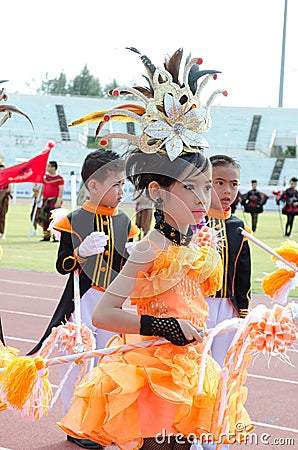Thai students in traditional dress during parade