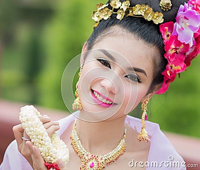 Thai Woman In Traditional Costume Of Thailand