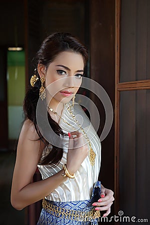 Thai woman wearing typical Thai dress