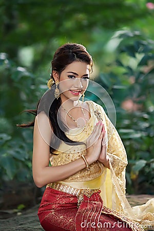 Thai woman wearing typical Thai dress