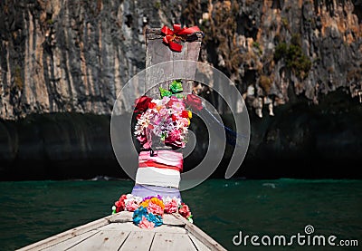 Thailand ocean landscape. Exotic beach view and traditional shi