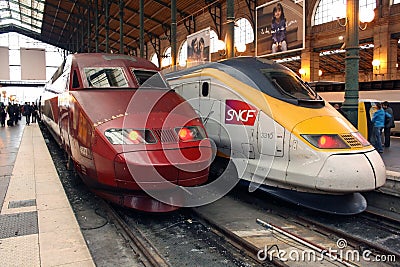 Thalys and TGV high speed trains in Paris