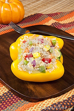 Thanksgiving Quinoa Stuffed Yellow Pepper