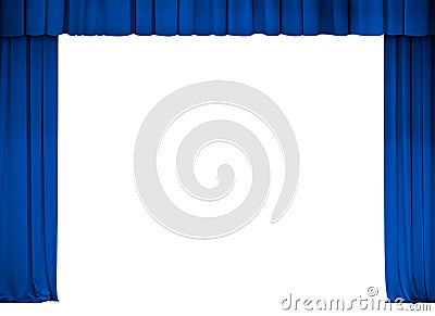 Theater or cinema blue curtain frame isolated