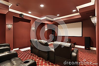 Theater room with stadium seating