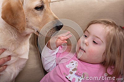 Therapy Dog and Little Girl