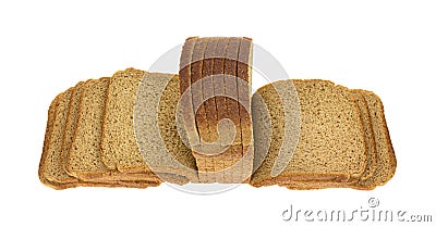 Thin Sliced Wheat Bread Fanned Out Top Angle