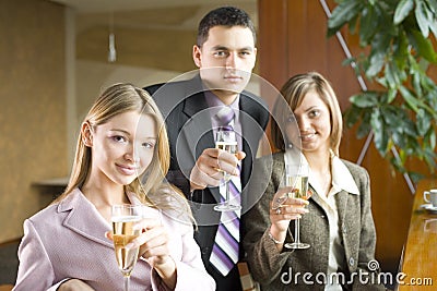 Three of Business People Making Toast