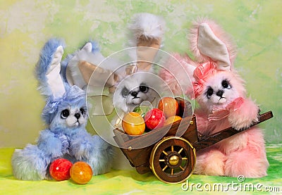 Three Easter bunny rabbit