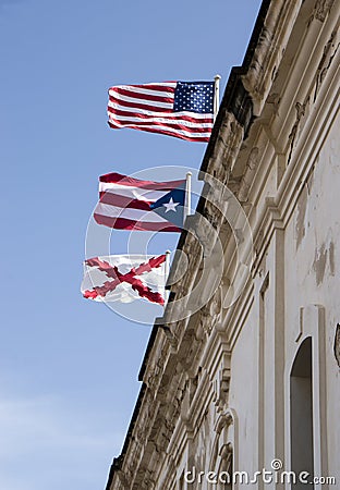 Three flags of Castillo San Cristobal