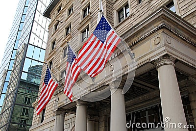Three flags at entrance of Fairmont hotel,2014