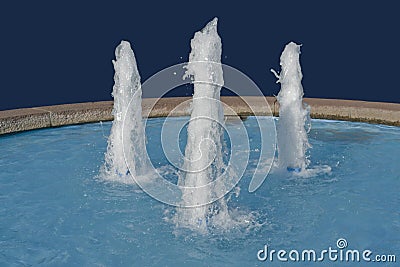 Three fountains in blue back