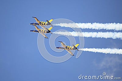 Three jets with smoke trails